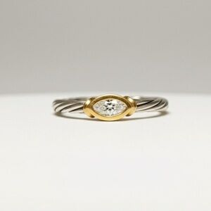 NWOT Diamond Ring with Gold and Silver Accents Size 5.5